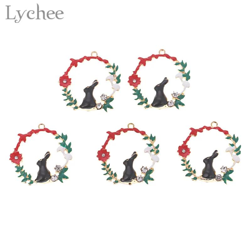 Lychee 5 шт. трендовая кристальная эмалированная гирлянда Подвески Кролик DIY