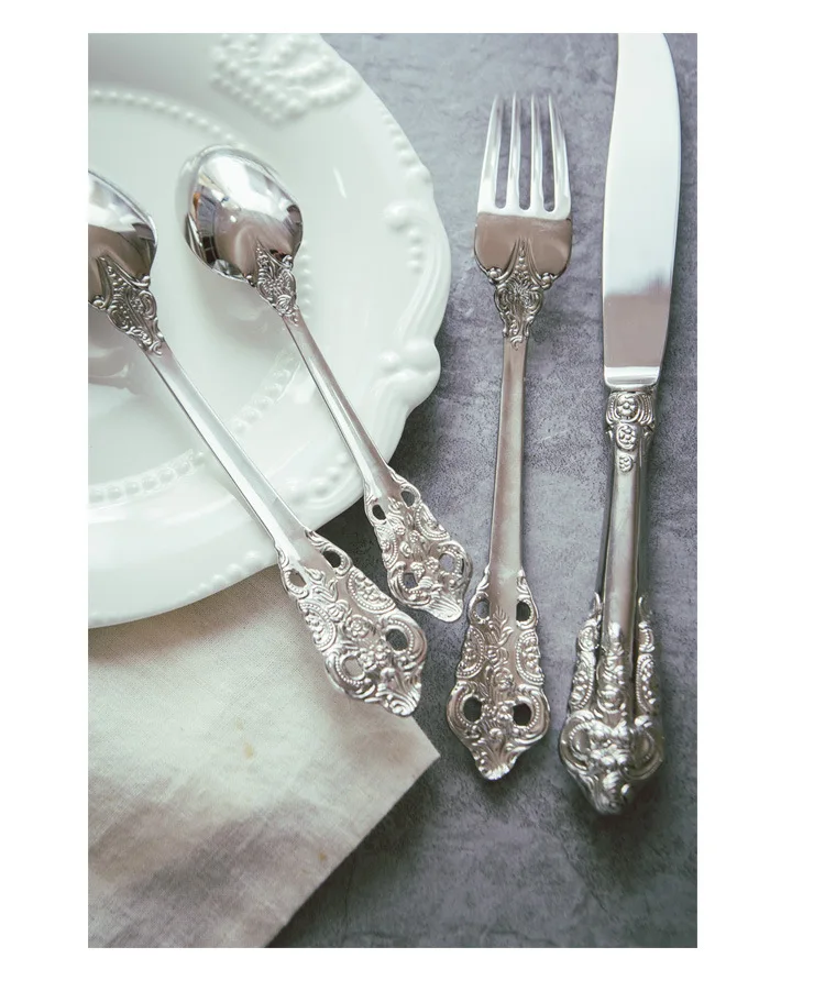 Рельефная посуда в европейском дворцовом стиле золотого цвета ретро 304 набор