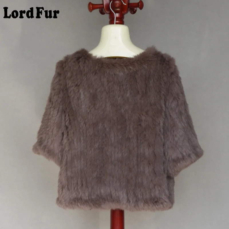 (TopFurMall) женская вязаная куртка с кроличьим мехом пальто круглым вырезом