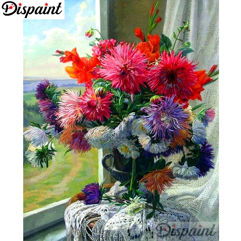 

Dispaint Full Square/Round Drill 5D DIY Diamond Painting "Red flower" Embroidery Cross Stitch 3D Home Decor A10621