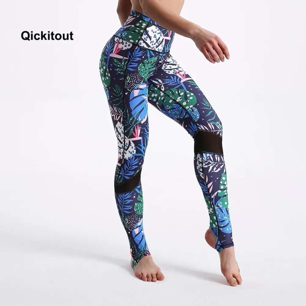 Женские леггинсы с полосками сетчатые Лоскутные штаны принтом листьев для