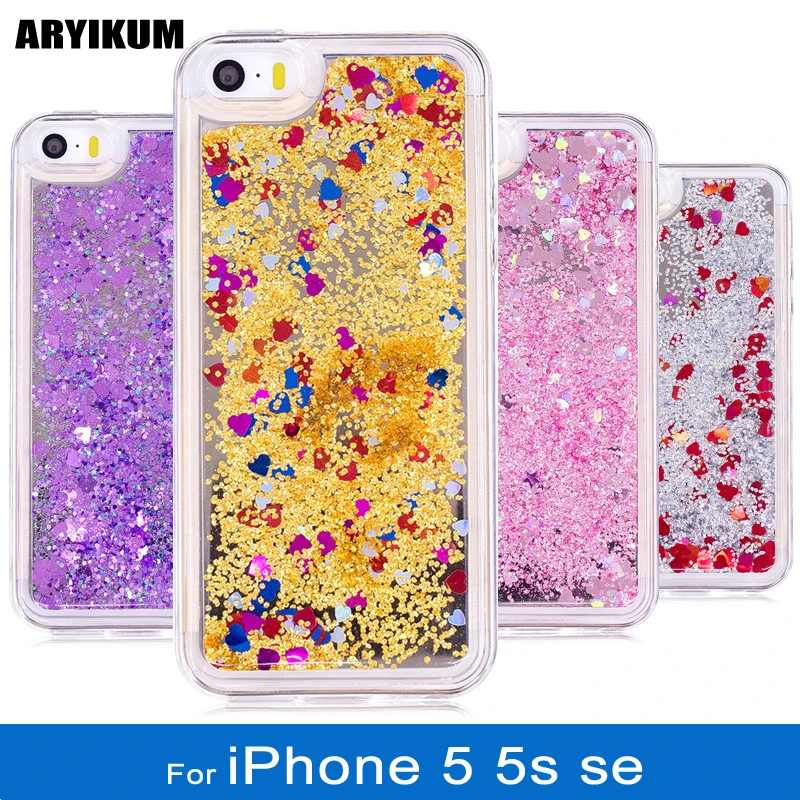 Для чехла iPhone 5S Блестящий жидкий зыбучий песок зеркальный чехол для 5se 5 SE