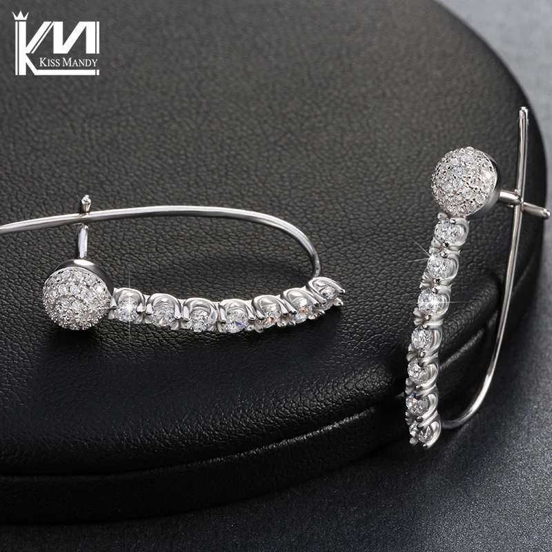 Поцелуй Мэнди Роуз Позолоченные AAA CZ Алмазный Хооп Серьги для Женщин Обручальное