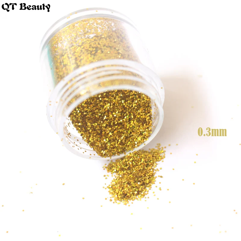 Блестящая пудра для дизайна ногтей золотистая шестиугольная форма 1 бутылка