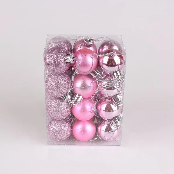 Pink 24 шт./лот,, 12 цветов, блестящие рождественские безделушки, вечерние украшения для дома, сада, украшения для рождественской елки - Цвет: Pink