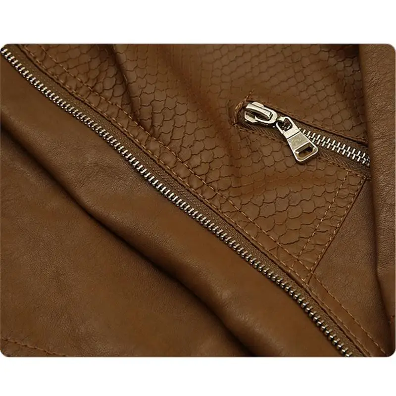 Женская однотонная мотоциклетная куртка из искусственной кожи на молнии зимняя