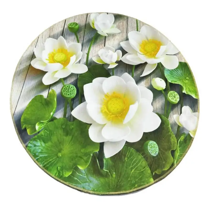 3D Круглый ковер нескользящий с изображением розы оленя фруктов для спальни