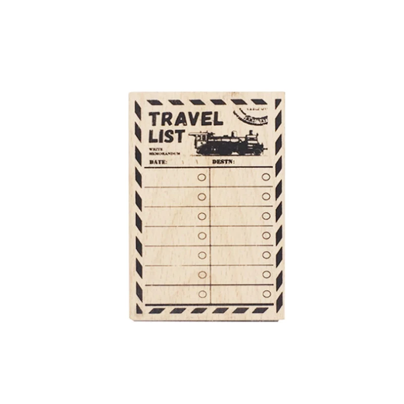 Travel List 1 шт./лот, цифровой календарь для управления временем, печать, деревянный резиновый штамп для детей, сделай сам, ручная работа, скрапбук, фото, квасцы, искусство, ремесла, подарки - Цвет: Travel List
