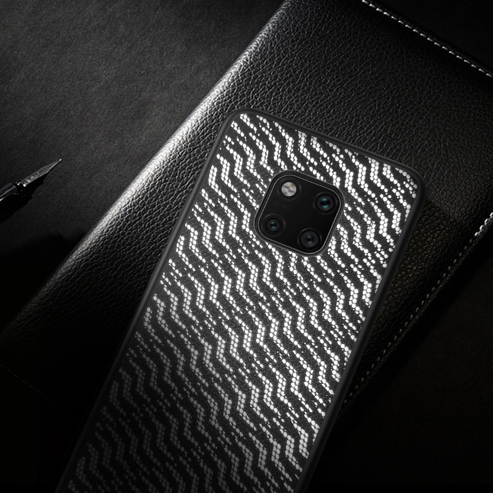 Чехол NILLKIN для huawei mate 20 Pro тканая полиэфирная сетка в виде ракушки цветной Блестящий голографический градиентный светоотражающий черный чехол