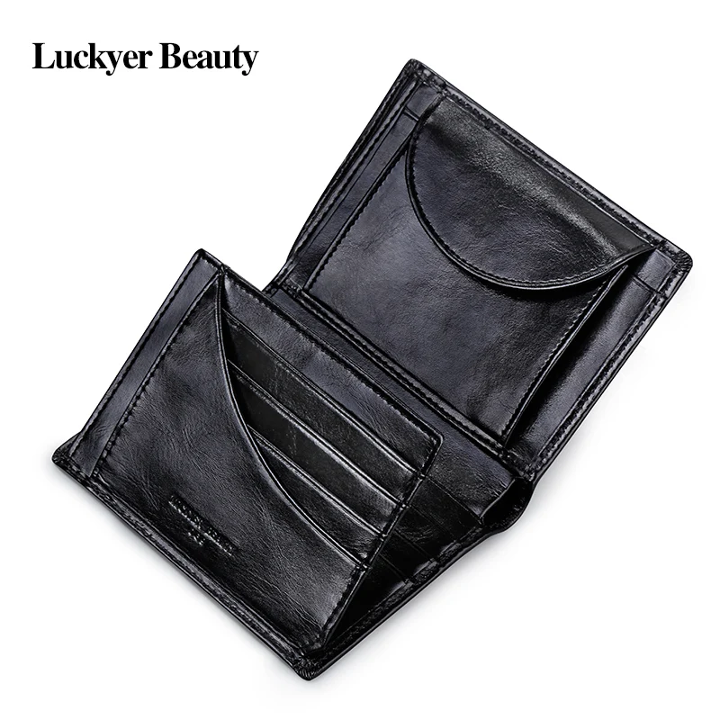 LUCKYER BEAUTY мужские кошельки 100% натуральная кожа мужской кошелек для монет Модный