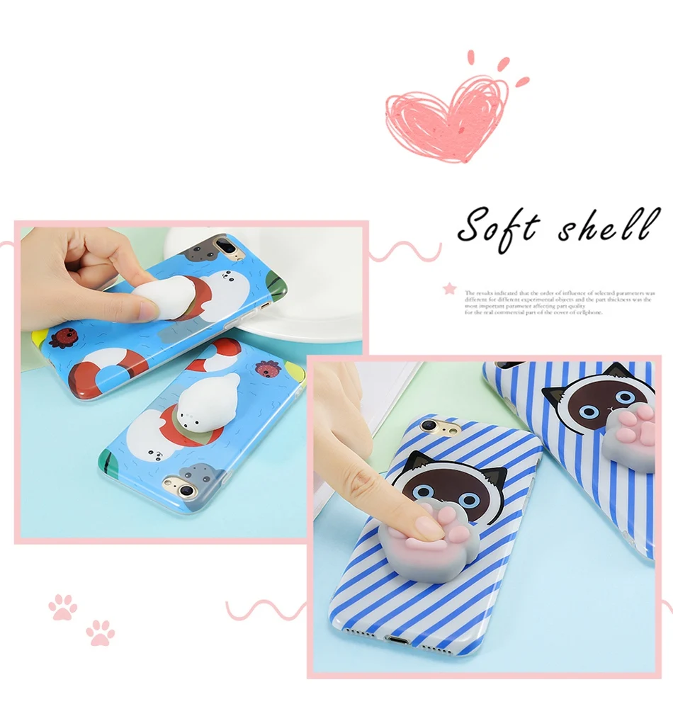 KISSCASE 3D милый креативный чехол с котом для iPhone 7, 8, 6 S, 6 Plus, X, 10, снятие стресса, жесткий пластиковый чехол s для iPhone 7, X, 5S, 5, SE