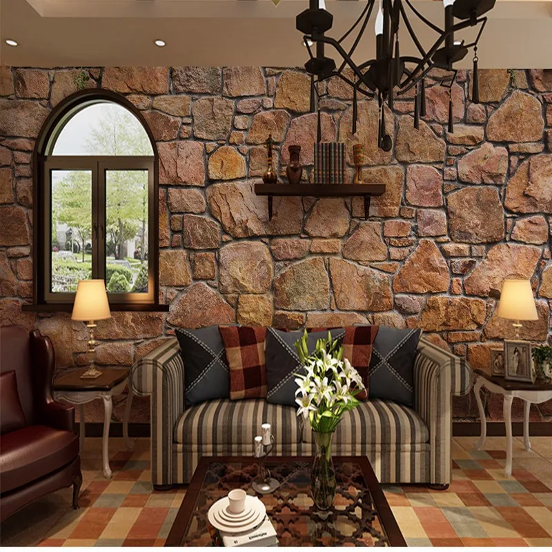 Обои 3d в стиле ретро ностальгия камень кирпичная стена Настенные обои на заказ