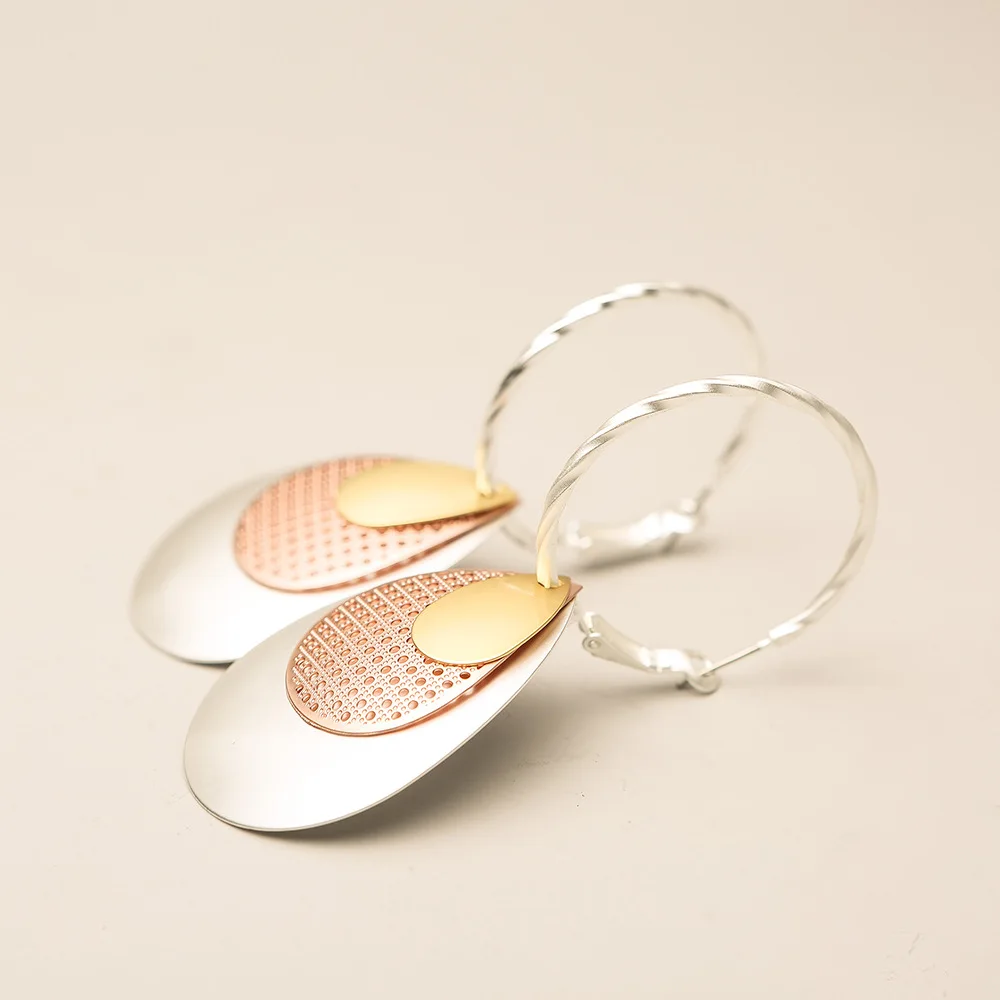 E144.Women earrings.Contrast metallic round earring female temperament long of individual character ear drop | Украшения и