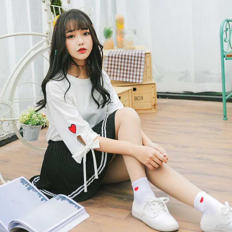 

Japanese Cute Suit Female Sweet Summer Student Fresh 2019 Popular Mori Girl Short-sleeved T-shirt+Pleated Skirt Fashion Casual
