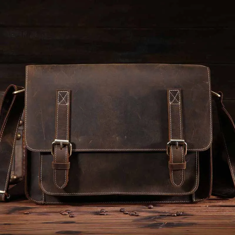 Для мужчин сумки пояса из натуральной кожи Birfecase портфели плеча через плечо мода