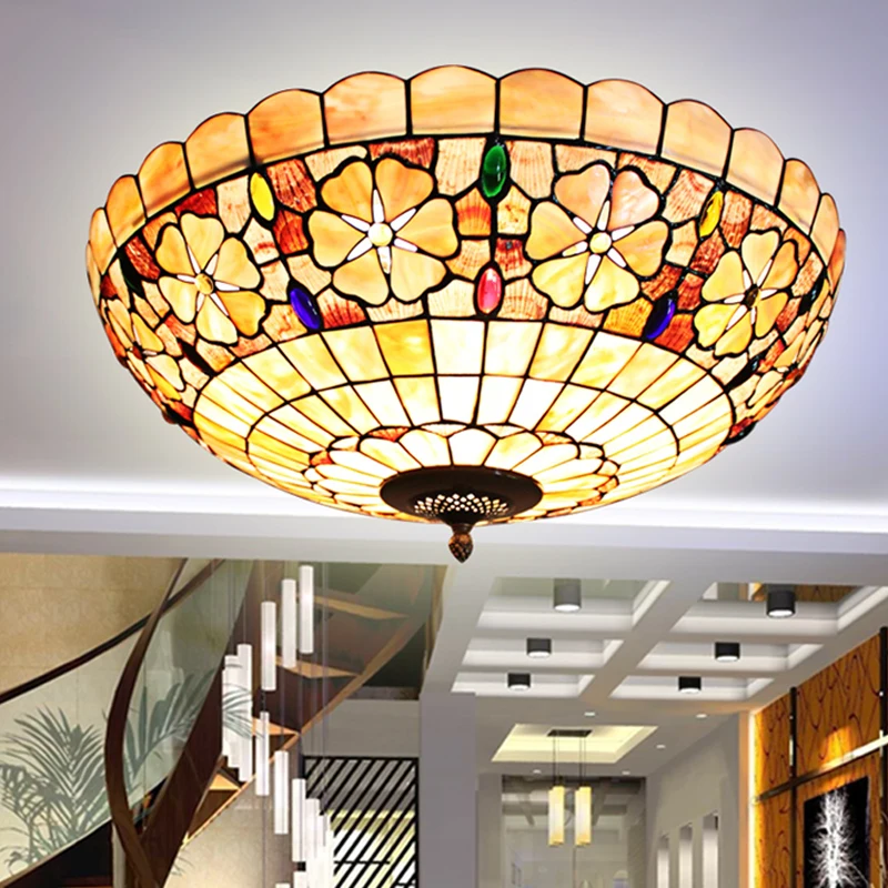 

Tiffany Mediterranean style natural shell ceiling lights lustres night light led lamp floor bar home lighting