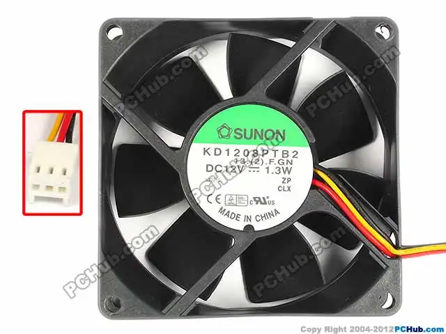 SUNON KD1208PTB2 13.(2).F.GN серверный охлаждающий вентилятор постоянного тока 12 В 1,3 Вт 80x80x25 мм 3-проводной