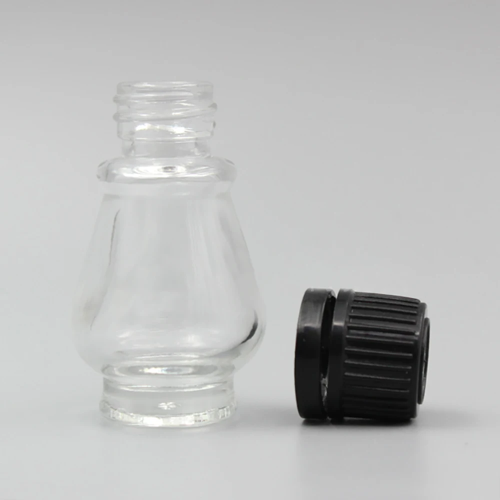 Clear 10ml Glass Container Cosmetic Packaging with Black Anti-theft Cover