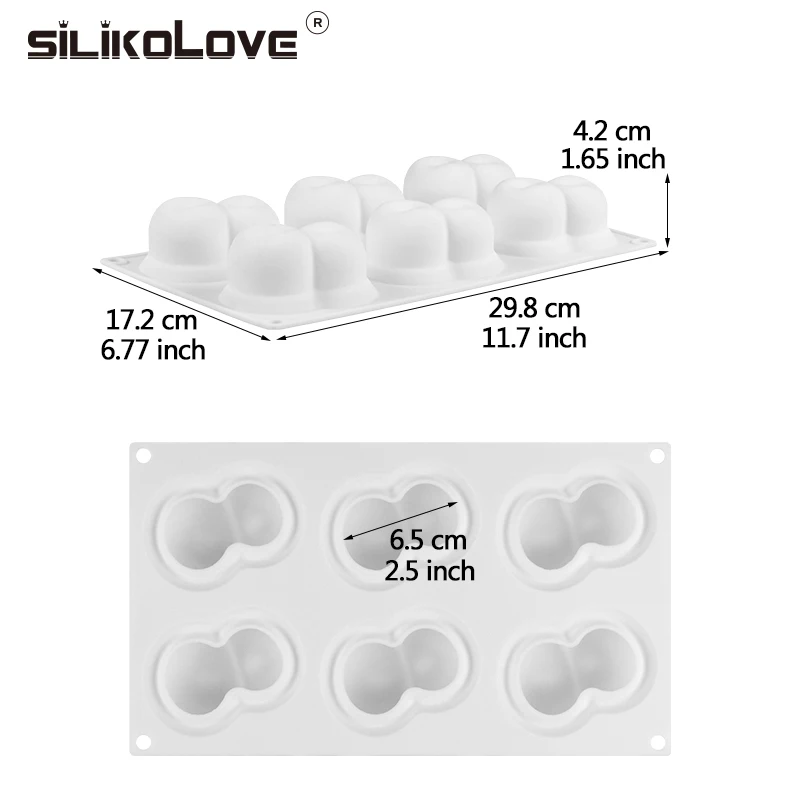 SILIKOLOVE, новинка, французская силиконовая форма для муссов и десертов, для торта, 6 форм, соединенные вишни, силиконовые формы, искусственные фрукты, для украшения торта