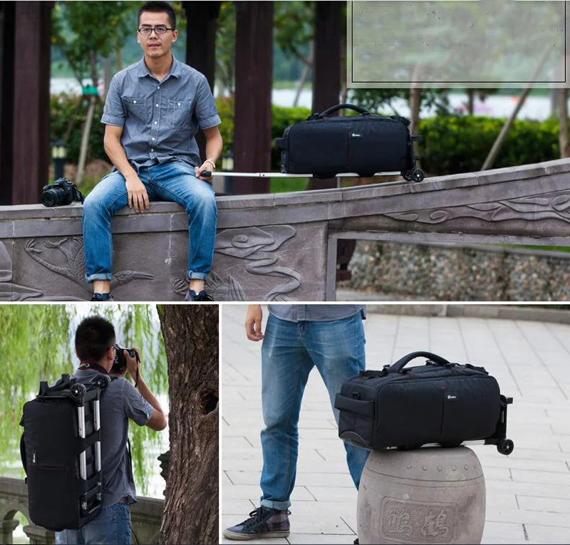 Сумка для камеры нейлоновый наплечный рюкзак на колесиках чехол Canon Nikon DSLR