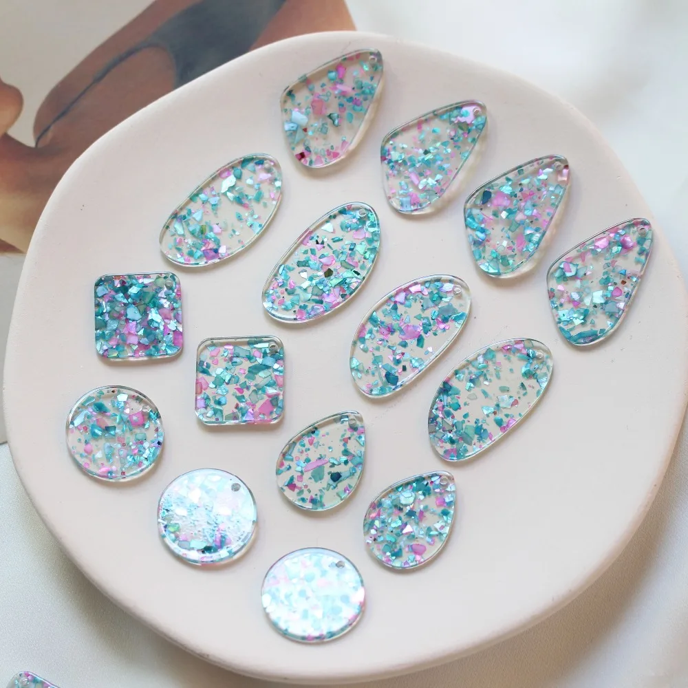 Новые 30 шт/партия цветные сломанные ракушки для украшения смолы геометрические