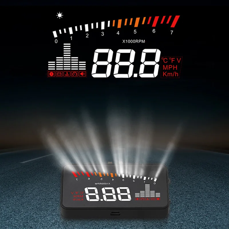 Автомобильный HUD Дисплей OBD II EOBD(система бортовой диагностики, превышения скорости Предупреждение Системы проектор лобовое стекло авто электронный Напряжение сигнализации автомобильные аксессуары