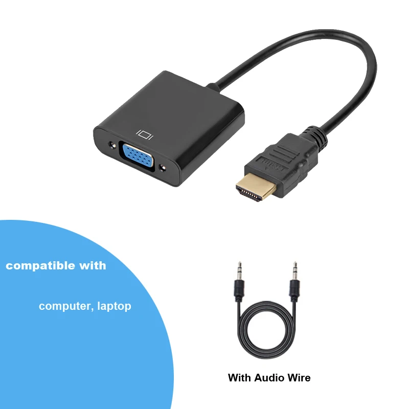 Адаптер hdmi-vga для ПК ноутбука планшета мужчин конвертер с разъемом адаптер 1080P цифровой аналоговый видео аудио