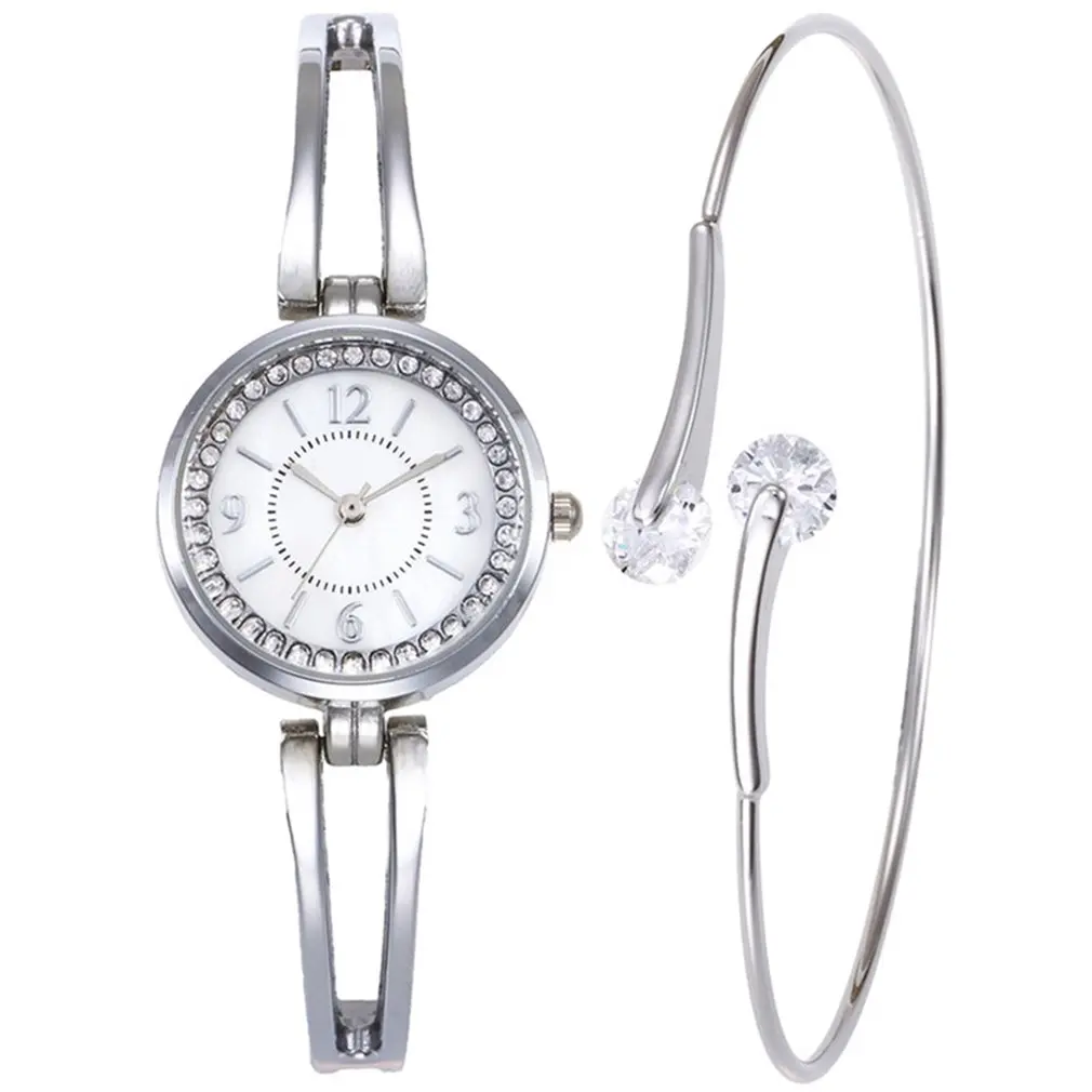 Кварцевые женские часы браслет из двух частей набор Популярные для девочек