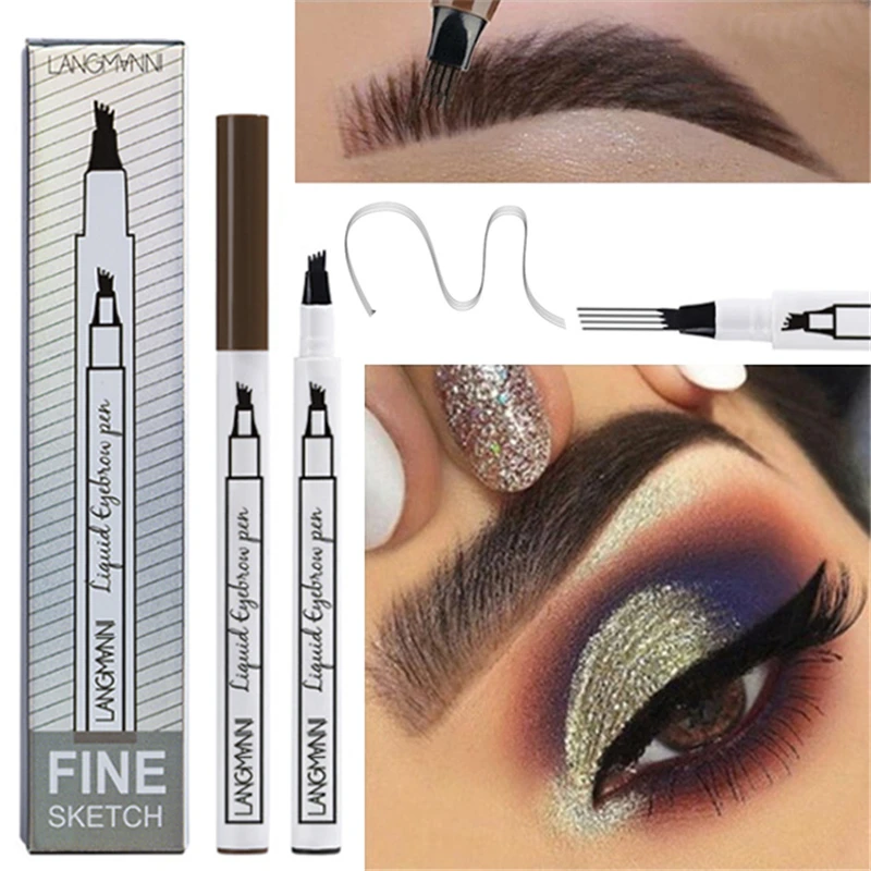 

3 Colors Microblading Eyebrow Tattoo Pen 4 Head Fine Sketch Liquid Eyebrow Pencil Waterproof Long Lasting Eye Brow Makeup
