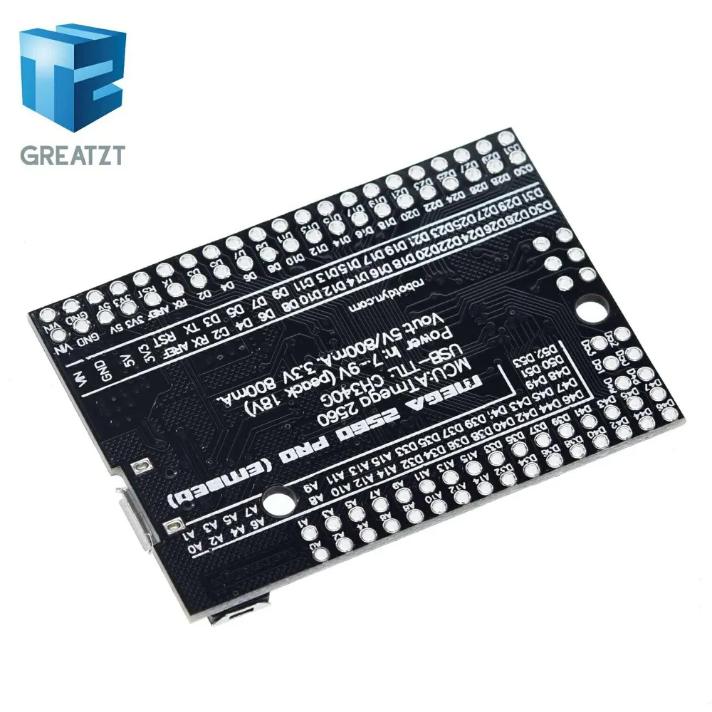 GREATZT Mega 2560 PRO MINI 5 В(встраивание) CH340G ATmega2560-16AU с наконечниками, совместимыми с arduino Mega 2560