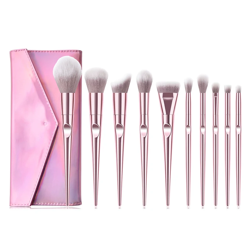 10 pcs with bag 10 шт. Профессиональные кисти для макияжа Набор с кистями сумка основа для бровей Тени для век макияж кисти Мода Красота Макияж Косметические Инструменты - Handle Color: 10 pcs with bag