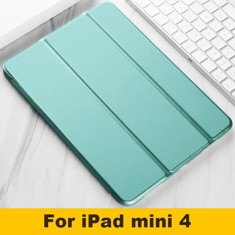 For mini 4 Green Для Apple iPad mini 1 2 3, 4, 5, чехол, 7,9 дюймов, ультра тонкий, умный, магнитный, с подставкой, из искусственной кожи, силиконовый чехол для iPad mini 5, Funda - Цвет: For mini 4 Green