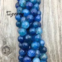 round ocean blue agates loose beads faceted dragon veins agat beads fashion necklace bracelet making findings my1637
