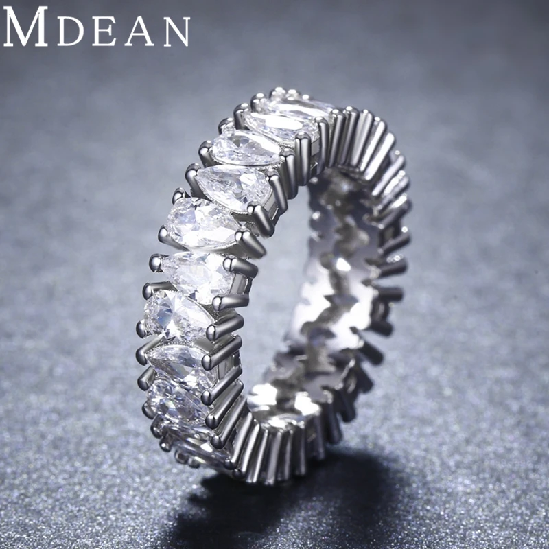 MDEAN кольцо + серьги белого золота набор ювелирных изделий для женщин модные
