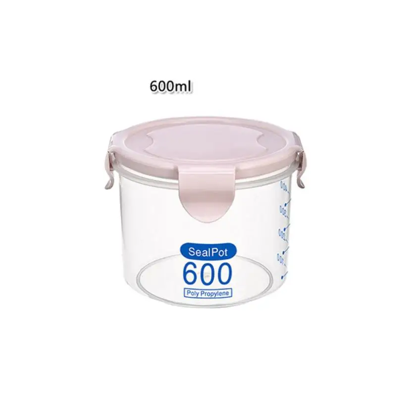 Pink 600ml Влагостойкий кухонный ящик для хранения, герметичный пластиковый контейнер для хранения продуктов питания, прозрачный герметичный пластиковый контейнер - Цвет: Pink 600ml