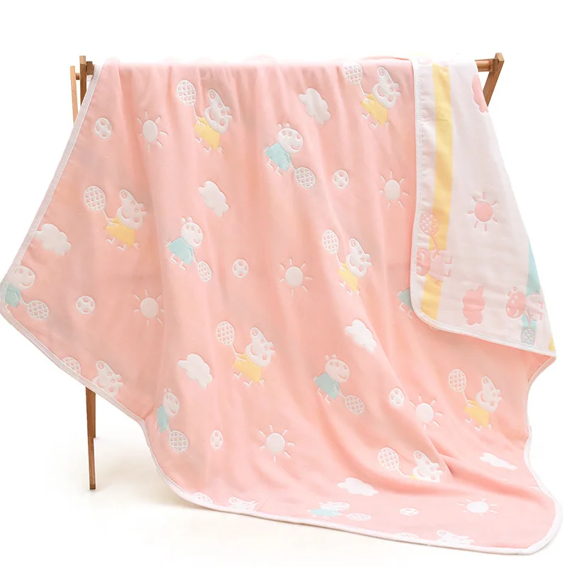 pig pink 6 слойный муслиновый хлопок детские Полотенца новорожденных мягкий ребенка пеленать летнее одеяло для кроватки коляска автомобиль самолета 110 см X 110 см(4" х 43" - Цвет: pig pink