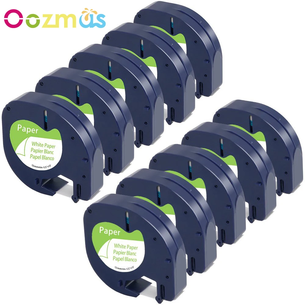 Oozmas 10 упаковок 12 мм 91200 совместимый с Dymo пластиковый LT кассета для печати этикеток