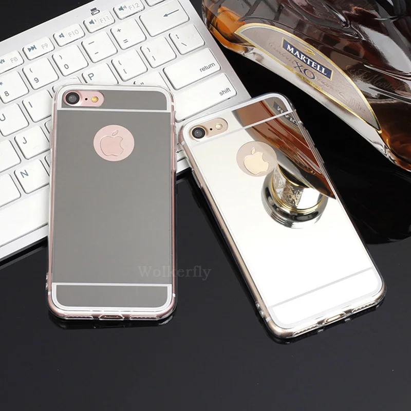 Роскошный чехол с зеркалом для iPhone 7 8 6 6S Plus 5S SE 8 X XS MAX Мягкий Прозрачный Силикон ТПУ чехол для iPhone 6 X S чехол из розового золота