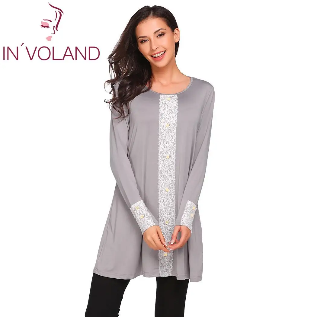 Женская Повседневная футболка с длинными рукавами и круглым вырезом Лоскутная