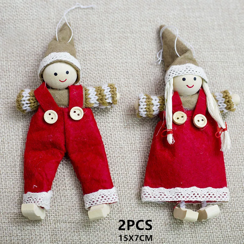 24-2pieces Red Год Noel Рождественские куклы Ангел подвеска с Санта-Клаусом украшения Рождественская елка украшения для дома дети натальный подарок ремесло - Цвет: 24-2pieces Red