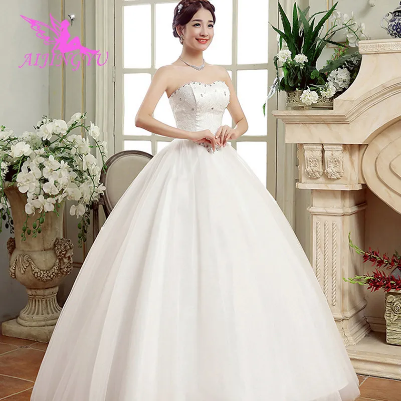 

AIJINGYU 2021 2020 sexy Customized new hot selling cheap ball gown lace up back formal bride dresses wedding dress FU181
