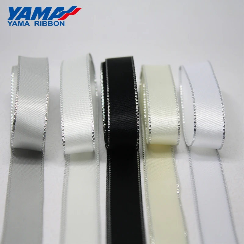 Атласная лента YAMA Silver Edge 0 25 1 5 дюйма 6 9 16 22 38 мм 100 ярдов/партия аксессуары для