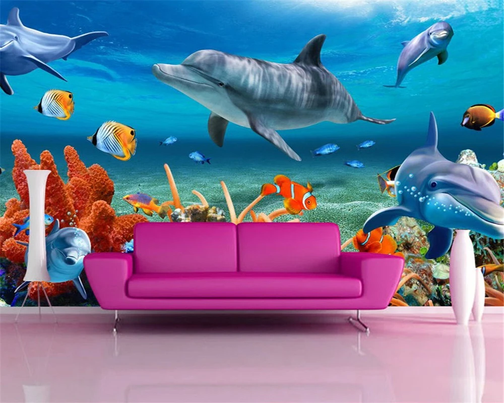 3D обои для детей подводный Дельфин рыба фон стен 3 d tapety | Обустройство дома