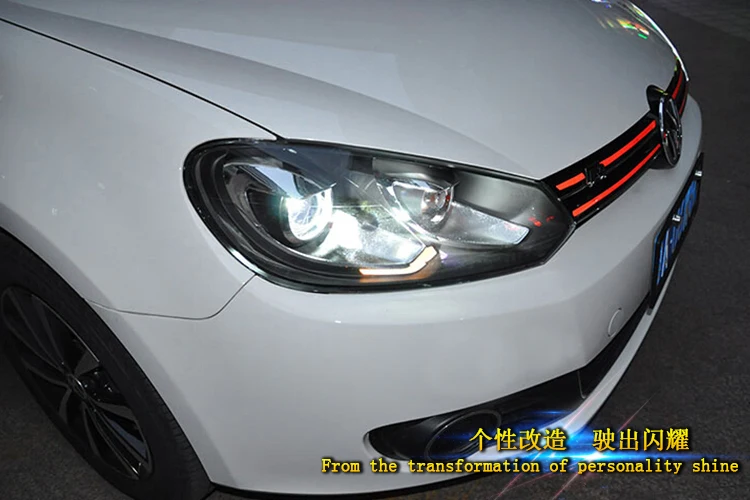 2009-2012 для vw golf фары для автомобиля Стайлинг для vw golf 6 DRL светодиодный головной фонарь слеза глаза Биксеноновые линзы светодиодные лампы для парковки