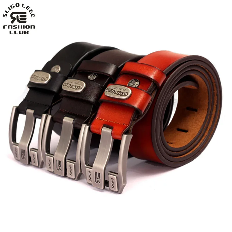 Мужской брендовый ремень SLiGOLEEE винтажный Повседневный из натуральной кожи с