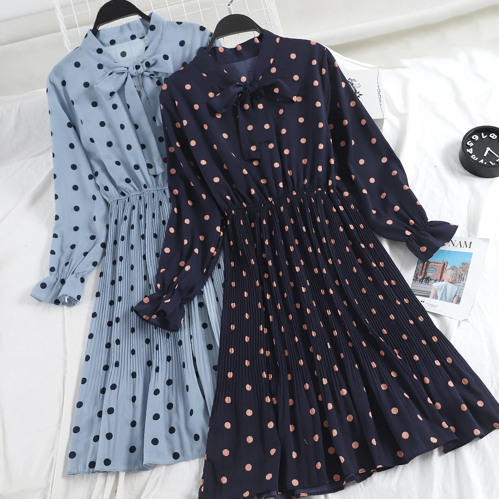 2019 Мода весна Для женщин шифоновая с завязывающимся бантом платья платье в