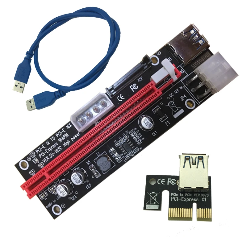 4pin 6pin SATA Power PCI Express 16X переходная карта USB 3 0 E 1x к 16x PCIE Riser для майнинга биткоинов