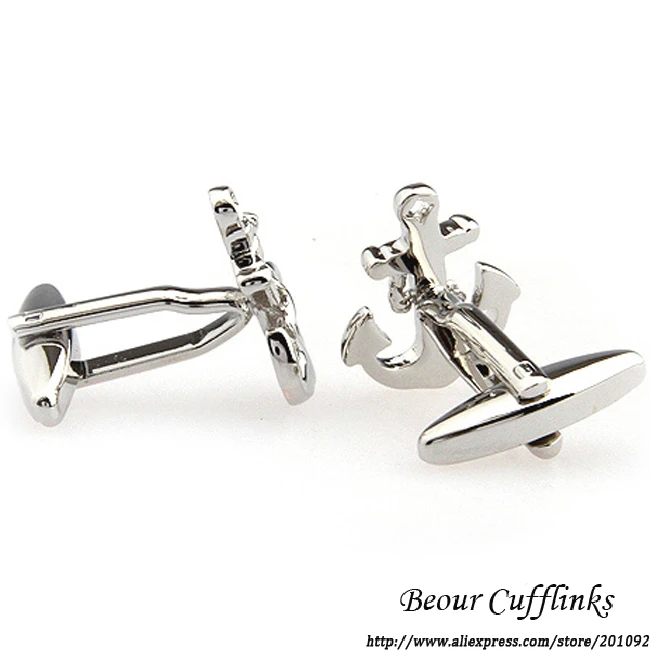 Отец День Beour бренд Silver якорь запонки мужские модные рубашка Бизнес свадебные