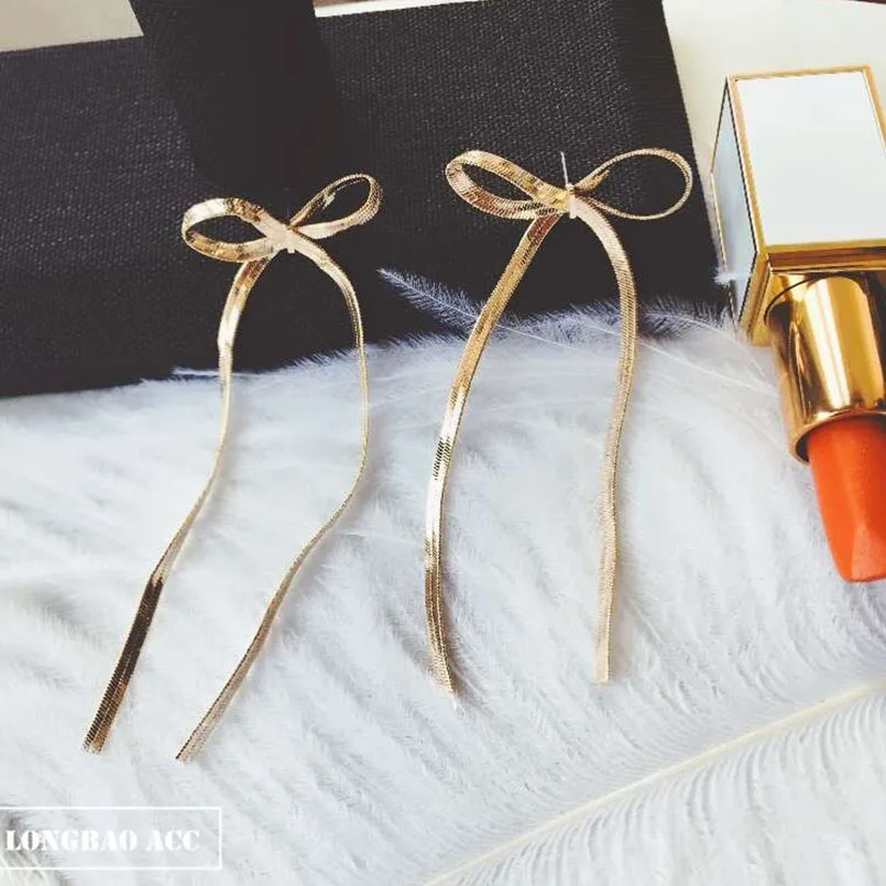 Сексуальные женские милые модные серьги с металлическим галстуком-бабочкой и