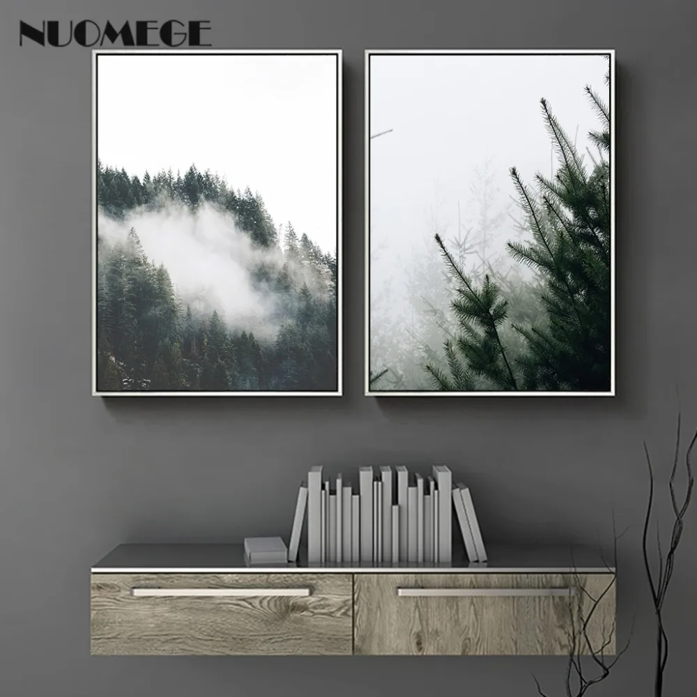 Nordic Style Forest Landscape Wall Art Canvas Poster and Print Painting Decorative Picture for Living Room Home Decor | Дом и сад